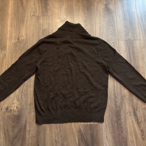 Haggar Brown Sweater with Embroidered Orange Floral Motif Size Large - Picture 8 of 8